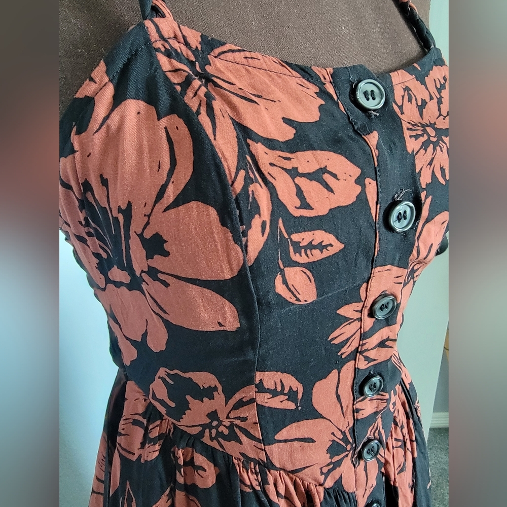 NWOT! Free People Black and Orange Floral Maxi Dress - Picture 4 of 5